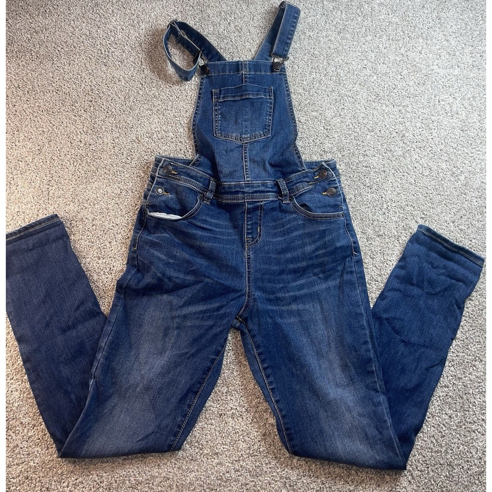 Cat & Jack Bib Overalls Super Stretch Girls XL 14/16 Blue